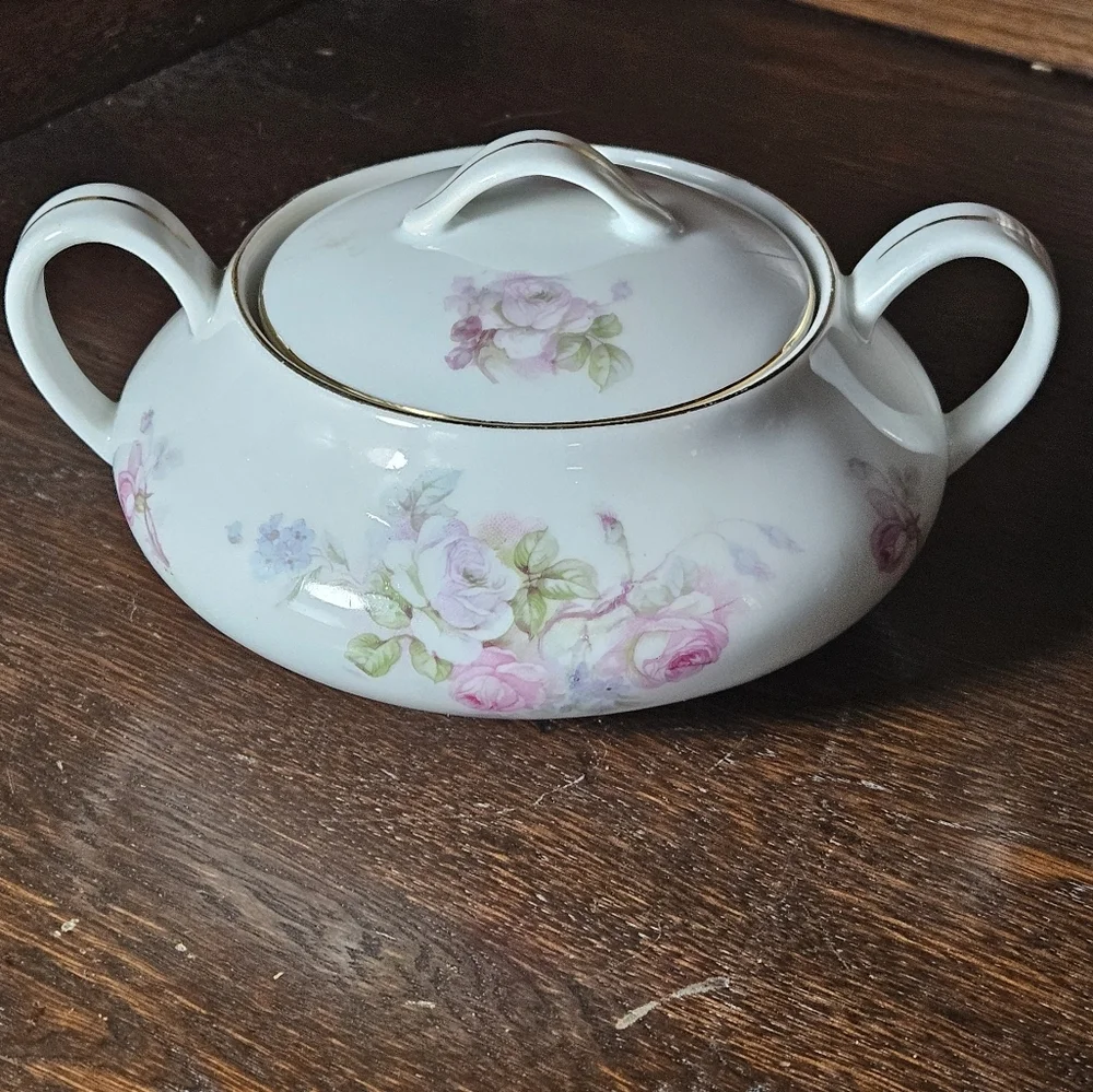 Floral Porcelain Sugar Bowl